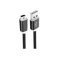 WG - Datový kabel USB Mini-B (5 pins)-USB-A / 1m / nylon braided / black