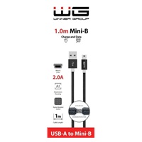 WG - Datový kabel USB Mini-B (5 pins)-USB-A / 1m / nylon braided / black
