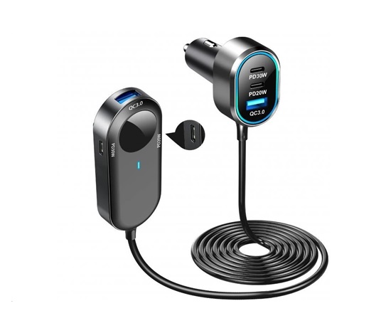 WG - Autonabíječka rozbočovač / 100W / 6 USB ports / 2x USB-A + 4x USB-C / s prodloužením