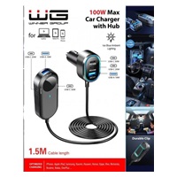 WG - Autonabíječka rozbočovač / 100W / 6 USB ports / 2x USB-A + 4x USB-C / s prodloužením