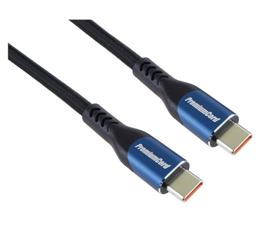 PremiumCord USB-C kabel ( USB 3.2 GEN 2x2, 5A, 100W, 20Gbit/s ) 0,5m, bavlněný oplet