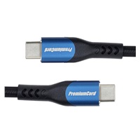 PremiumCord USB-C kabel ( USB 3.2 GEN 2x2, 5A, 100W, 20Gbit/s ) 1m, bavlněný oplet