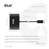 Club3D hub MST (Multi Stream Transport) DisplayPort 1.4 na 4x DisplayPort, Quad monitor, 4x 4K30Hz, 8K30Hz