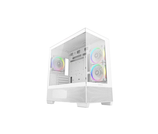 DEEPCOOL Case CG380 3F WH, mATX, ARGB, Průhledná bočnice, 3x 120mm Fan, bílá