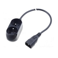 Prodlužovací přívod 2x230V pro UPS (IEC320-C14), 30cm