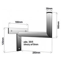 Držák antény na zeď mini, tvar T, délka 25cm