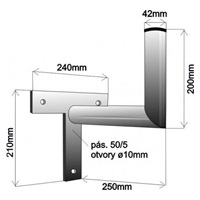 Držák antény na zeď, tvar T, délka 25cm