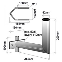 Držák antény na stožár s vinklem, délka 20cm