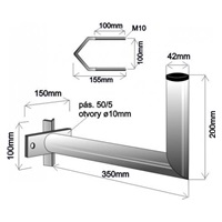 Držák antény na stožár s vinklem, délka 35cm