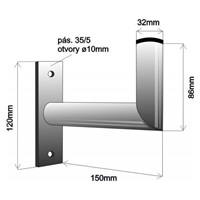 Držák antény na zeď mini, délka 15cm