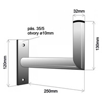Držák antény na zeď, délka 25cm, průměr 3,2mm