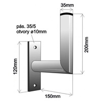 Držák antény na zeď, délka 15cm, výška 20cm