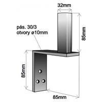 Držák antény na zeď mini, délka 8,5cm, výška 8,5cm