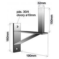 Držák antény na zeď se vzpěrou, délka 19cm