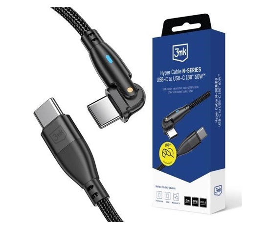 3mk Hyper Cable N-SERIES C to C 2m 20V/3A 60W Black - Swivel