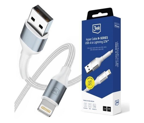 3mk kabel Hyper Cable N-SERIES A to Lightning 2m 5V/2.4A 12W White