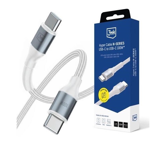 3mk Hyper Cable N-SERIES C to C 1m 20V/5A 100W White / Black