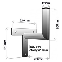 Držák antény na zeď, tvar T, délka 20cm