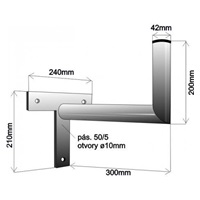 Držák antény na zeď, tvar T, délka 30cm