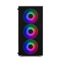 1stCOOL skříň Rainbow 4, Mid Tower, ATX, AU, Průhledná bočnice, 4x 120mm Fan, 650W, 88+, Černá