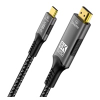 PremiumCord USB-C na HDMI kabel 2m rozlišení obrazu 8K@60Hz,4K@144Hz Aluminium