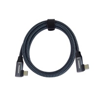 PremiumCord USB-C 2x zahnutý kabel ( USB 3.2 GEN 2x2, 5A, 100W, 20Gbit/s ) bavlněný oplet, délka: 0,5m