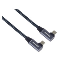 PremiumCord USB-C 2x zahnutý kabel ( USB 3.2 GEN 2x2, 5A, 100W, 20Gbit/s ) bavlněný oplet, délka: 2m