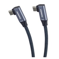 PremiumCord USB-C 2x zahnutý kabel ( USB 3.2 GEN 2x2, 5A, 100W, 20Gbit/s ) bavlněný oplet, délka: 3m