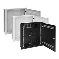 Solarix rozvaděč LC-18 do zdi s lištami 2U, 4U a 11U, 550x550 černá RAL9005 s rámečkem k zazdění