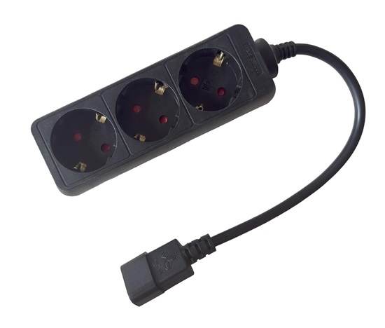 Prodlužovací přívod 3x230V DE SCHUKO pro UPS (IEC320-C14), 30cm