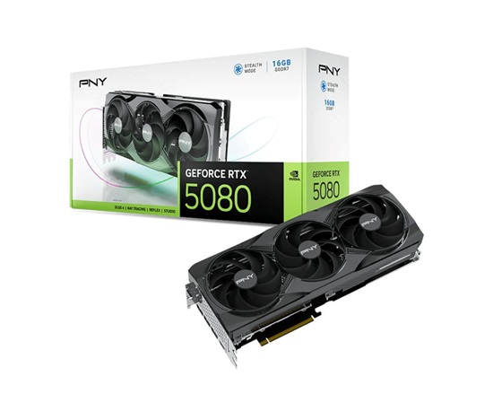 PNY VGA NVIDIA GeForce RTX 5080 Triple Fan 16GB, RTX 5080, 16GB GDDR7, 3xDP, 1xHDMI