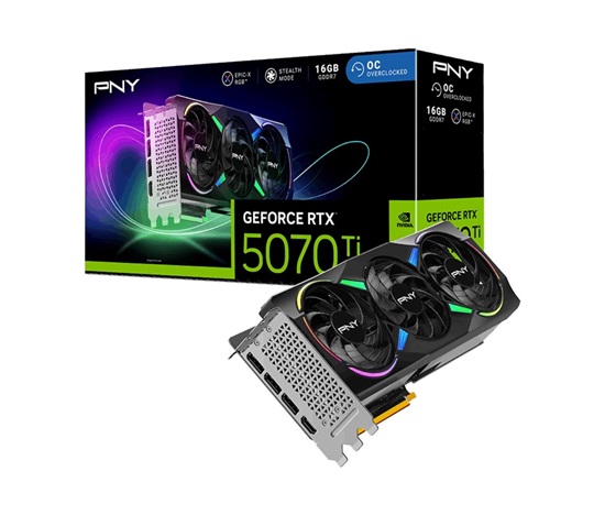 PNY VGA Nvidia GeForce RTX 5070 Ti 16GB ARGB OC Triple Fan, RTX 5070 Ti OC, 16GB GDDR7, 3x DP, 1x HDMI