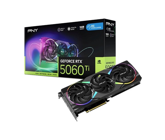 PNY VGA Nvidia GeForce RTX 5060 Ti 16GB ARGB OC, RTX 5060 Ti, 16GB GDDR7, 3xDP, 1xHDMI