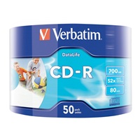 VERBATIM CD-R (50-pack)Spindle/Extra Protection Datalife Inkjet Printable Wrap /52x/700MB WRAP