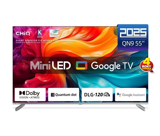 CHiQ M55QN9V TV 55", UHD MiniLED  Google TV DLG 120 Hz - rozbaleno, vystaveno
