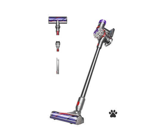 BAZAR - Dyson V8 Advanced silver/nickel tyčový vysavač - Poškozený obal (Komplet)