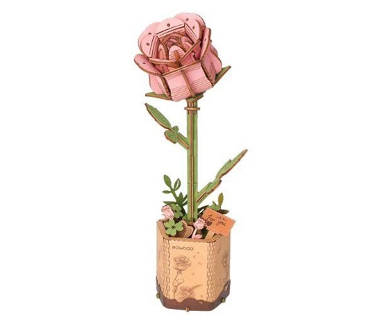 RoboTime 3D dřevěná skládačka Růžová růže