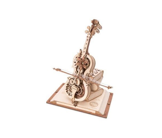 RoboTime 3D dřevěné mechanické puzzle Kouzelné violoncello (elektrický pohon)