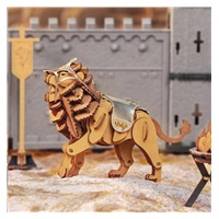 RoboTime 3D Dřevěné puzzle Bojovný lev - Warior Lion