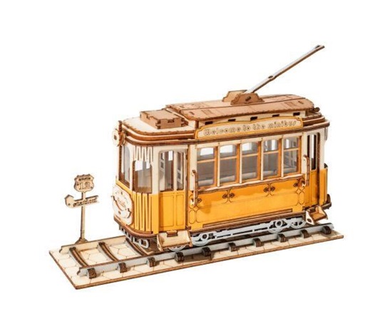 RoboTime dřevěné 3D puzzle Historická tramvaj