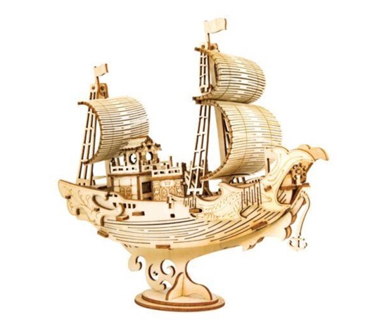 RoboTime dřevěné 3D puzzle Japonská plachetnice