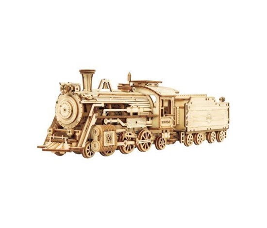 RoboTime dřevěné 3D puzzle Parní lokomotiva