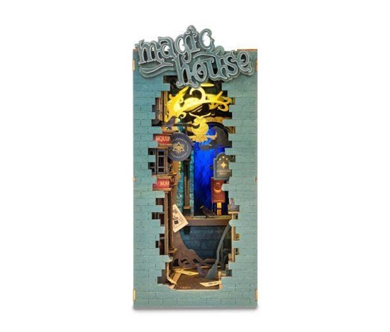 RoboTime Zarážka na knihy miniatura domečku Kouzelnická ulička