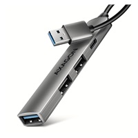 AXAGON HUE-STA, 4x USB ALU STRIP hub, 1x USB-A 5Gbps, 2x USB-A & 1x USB-C 480Mbps, kabel USB-A 12cm