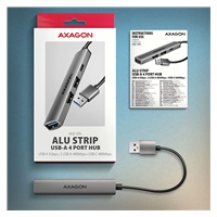AXAGON HUE-STA, 4x USB ALU STRIP hub, 1x USB-A 5Gbps, 2x USB-A & 1x USB-C 480Mbps, kabel USB-A 12cm
