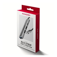 AXAGON HUE-STC, 4x USB ALU STRIP hub, 1x USB-A 5Gbps, 2x USB-A & 1x USB-C 480Mbps, kabel USB-C 12cm