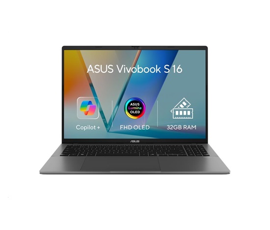 ASUS NTB Vivobook S 16 (M3607GA-OLED078X), Ryzen AI 9 H 465, 16" 1920 x 1200, 32GB, 1TB SSD, Radeon, W11 Pro, Gray