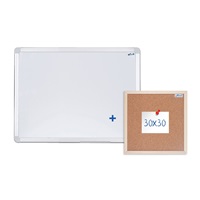 BAZAR - Magnetická tabule AVELI 60x45 cm, hliníkový rám+korková nástěnka 30x30 cm - POŠKOZENÝ OBAL