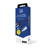 3mk kabel Hyper Cable N-SERIES 6 in 1 C/A to C/Lightning/Micro 1.2m QC 3.0 9V/2A 18W Black