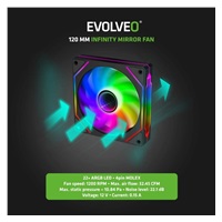 EVOLVEO 120UX-S ventilátor 120mm, 4pin molex, ARGB, slave, černá